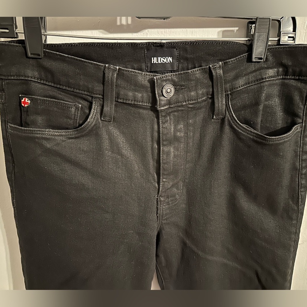 12 31 EUC Hudson Natalie Mid Rise coated black jeans Pandora - Picture 7 of 9